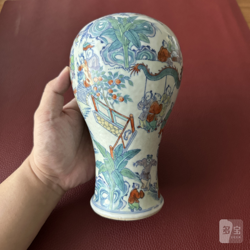 清中期 斗彩百子闹元宵图梅瓶 - 图18